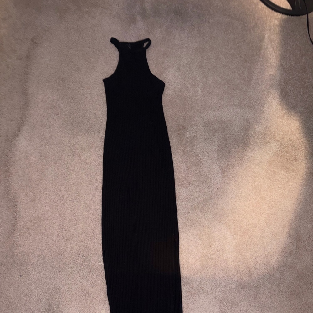 River Island Charcoal Ribbed Knit Dress